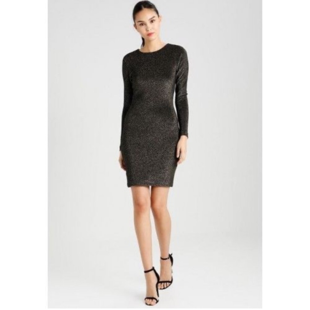 Ted Baker Long Sleeve Gold Shine Bodycon Dress